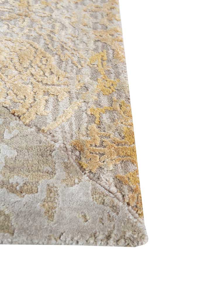 provenance ivory wool and bamboo silk hand knotted Rug - Corner