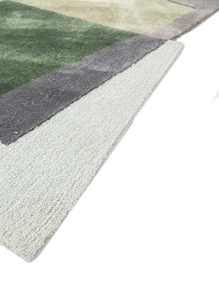 come around green wool and viscose hand tufted Rug - Corner come around green wool and viscose hand tufted Rug - Corner