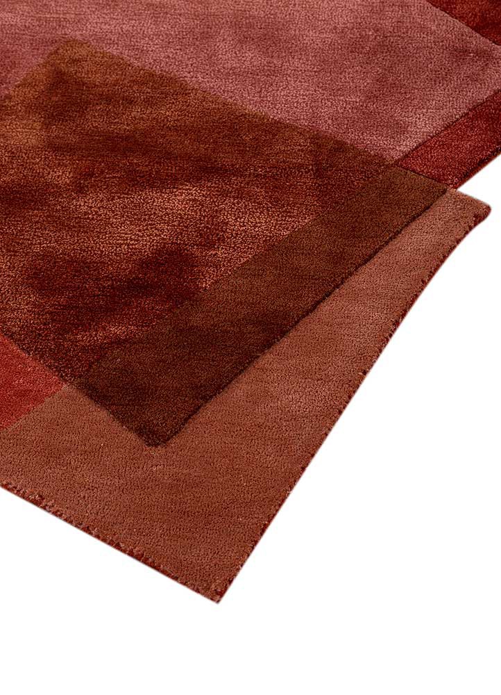 come around red and orange wool and viscose hand tufted Rug - Corner come around red and orange wool and viscose hand tufted Rug - Corner