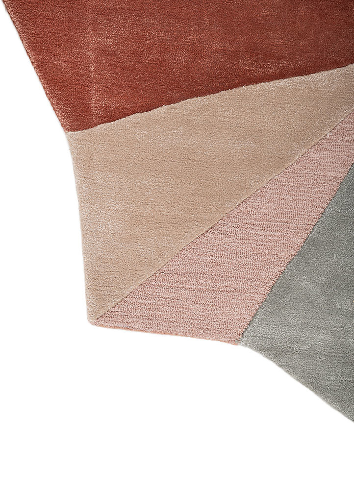 come around red and orange wool and viscose hand tufted Rug - Corner come around red and orange wool and viscose hand tufted Rug - Corner