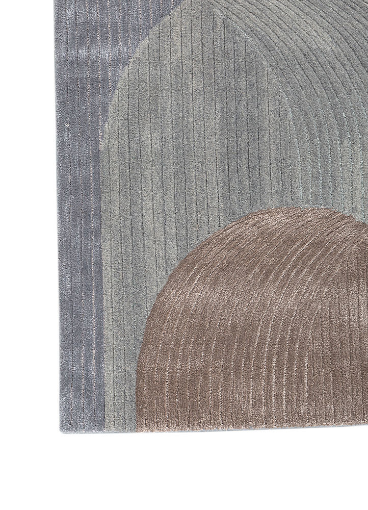 come around blue wool and viscose hand tufted Rug - Corner come around blue wool and viscose hand tufted Rug - Corner