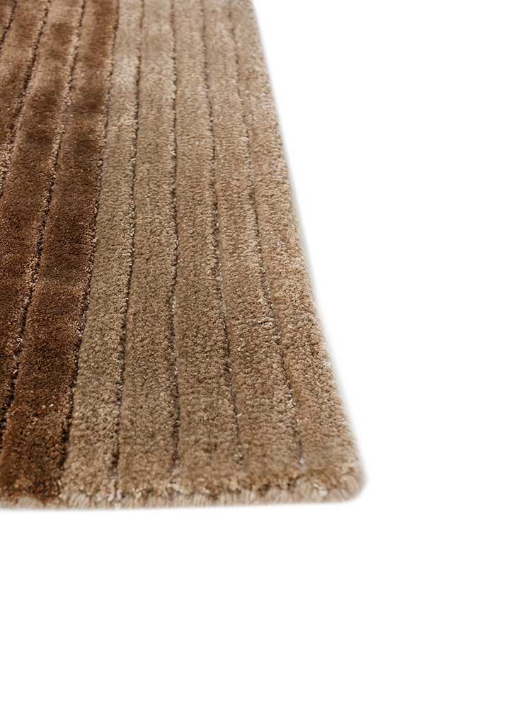 come around beige and brown wool and viscose hand tufted Rug - Corner come around beige and brown wool and viscose hand tufted Rug - Corner