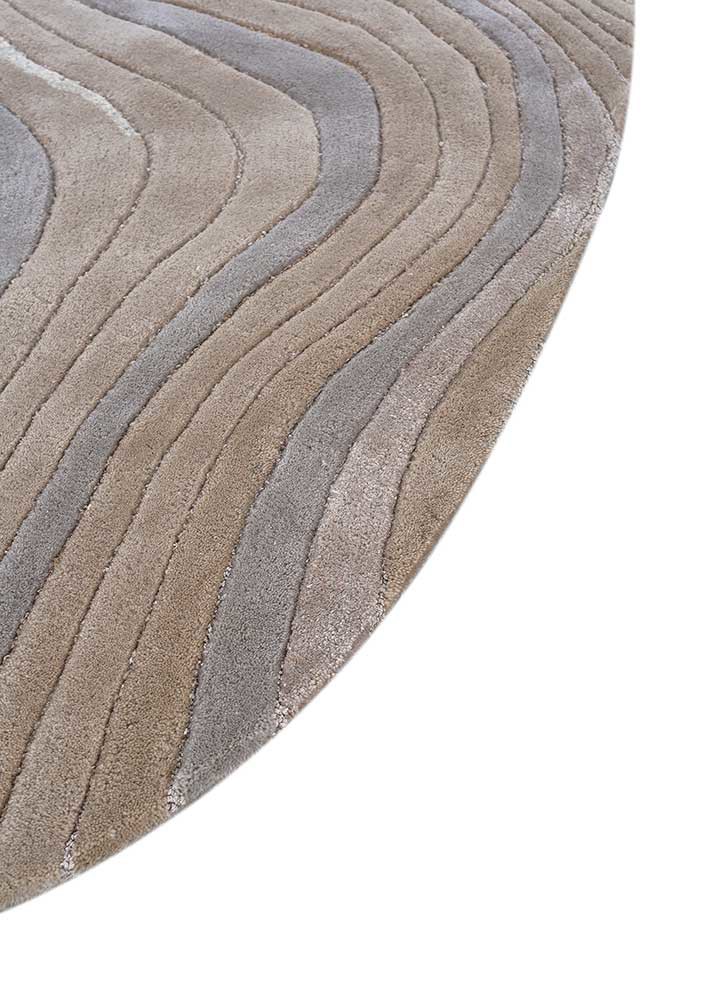 come around beige and brown wool and viscose hand tufted Rug - Corner come around beige and brown wool and viscose hand tufted Rug - Corner