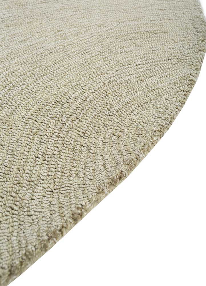 come around green wool and viscose hand tufted Rug - Corner