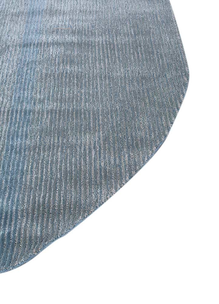 come around blue wool and viscose hand tufted Rug - Corner come around blue wool and viscose hand tufted Rug - Corner