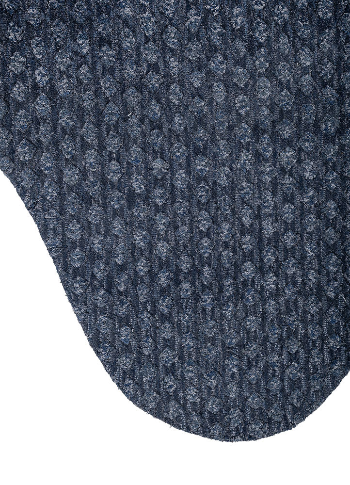 pathways blue wool and bamboo silk hand tufted Rug - Corner pathways blue wool and bamboo silk hand tufted Rug - Corner