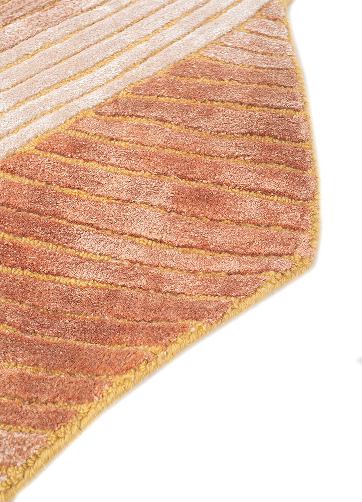 lucid red and orange wool and viscose hand tufted Rug - Corner