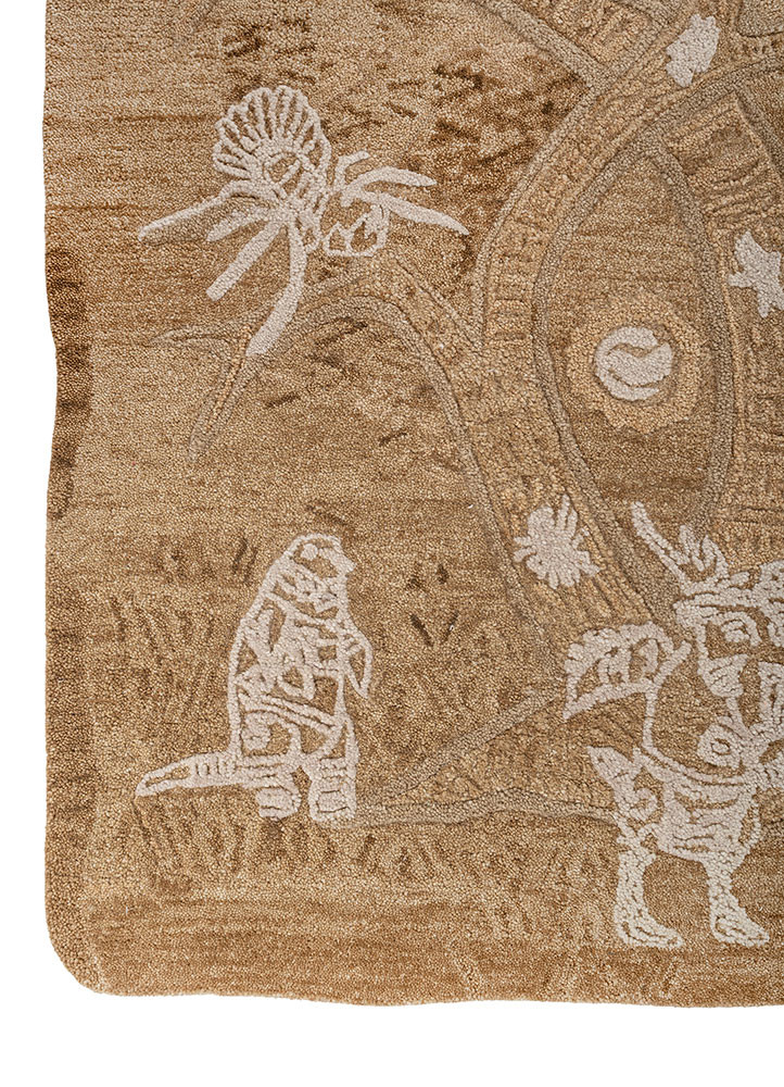 happiness beige and brown wool hand tufted Rug - Corner happiness beige and brown wool hand tufted Rug - Corner