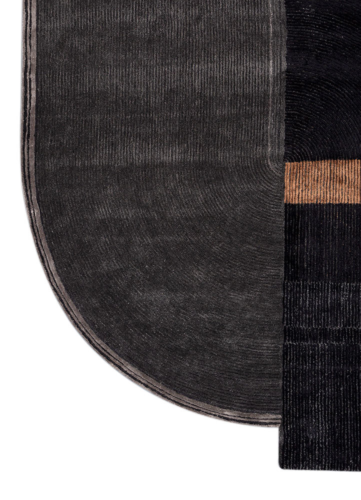 come around grey and black wool and viscose hand tufted Rug - Corner come around grey and black wool and viscose hand tufted Rug - Corner