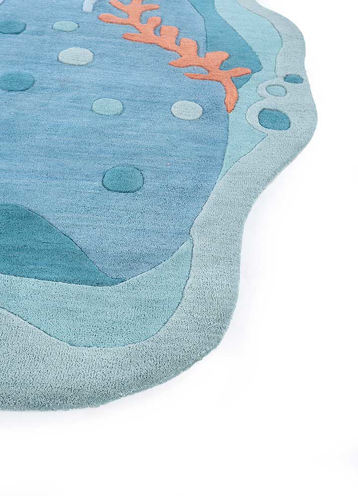 confetti blue wool hand tufted Rug - Corner confetti blue wool hand tufted Rug - Corner
