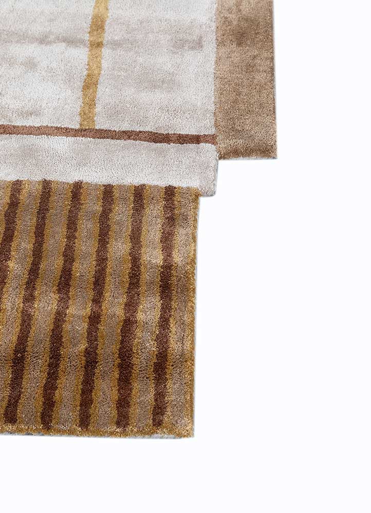 come around beige and brown viscose hand tufted Rug - Corner come around beige and brown viscose hand tufted Rug - Corner