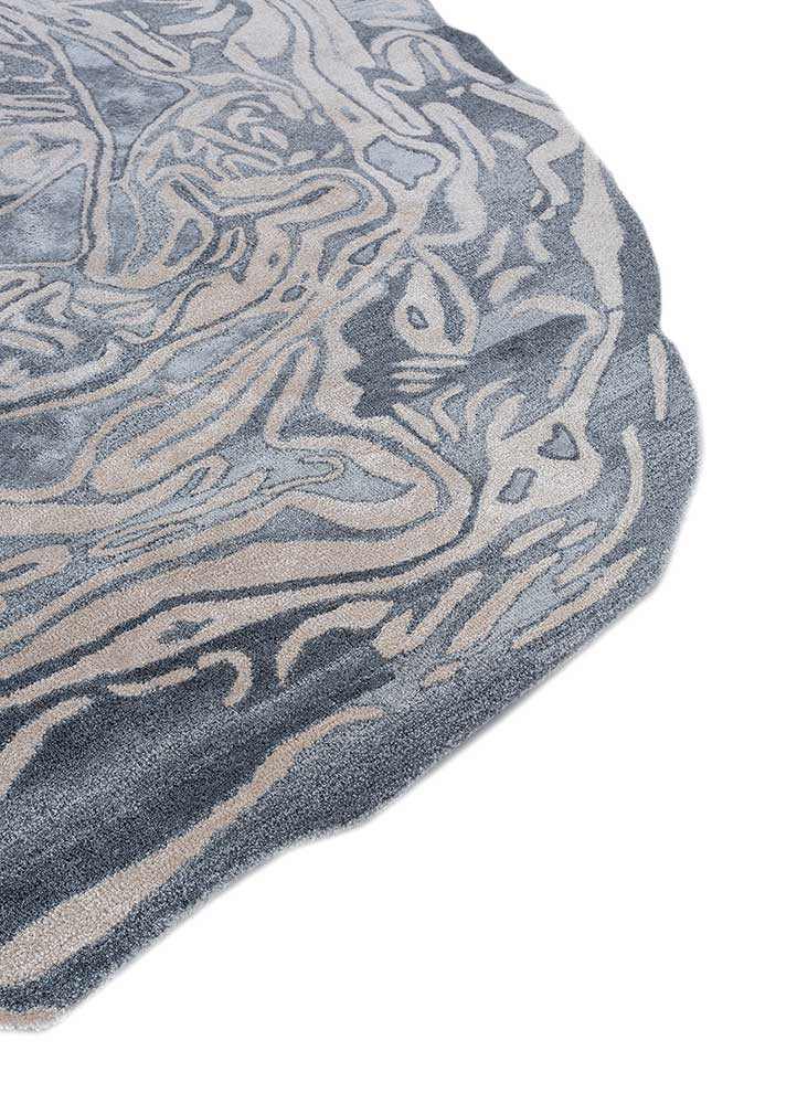 caliedo blue wool and viscose hand tufted Rug - Corner