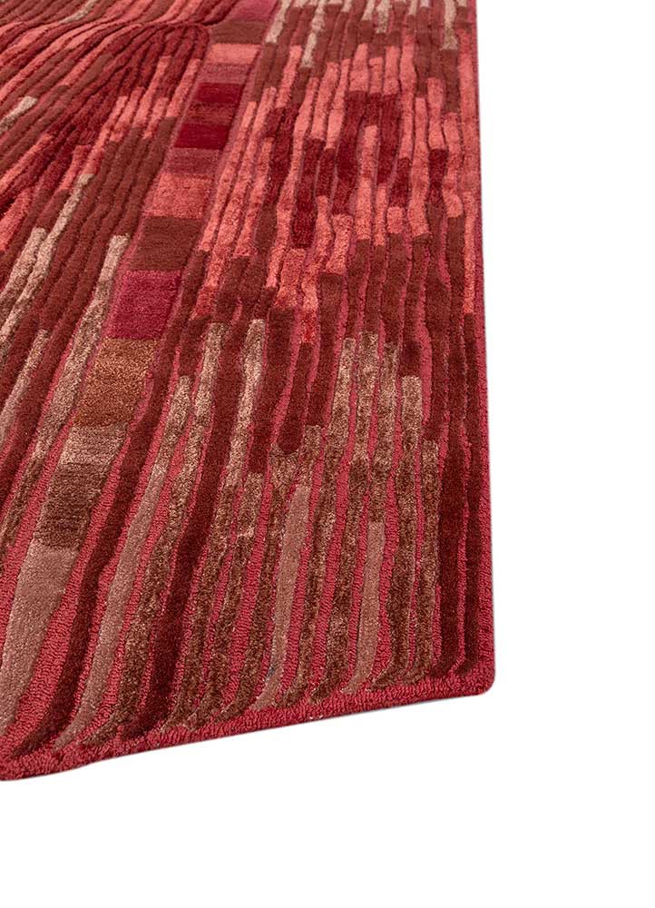 lucid red and orange wool and viscose hand tufted Rug - Corner