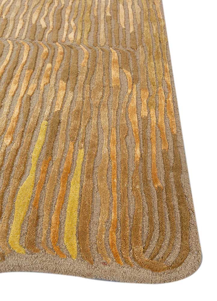 lucid beige and brown wool and viscose hand tufted Rug - Corner