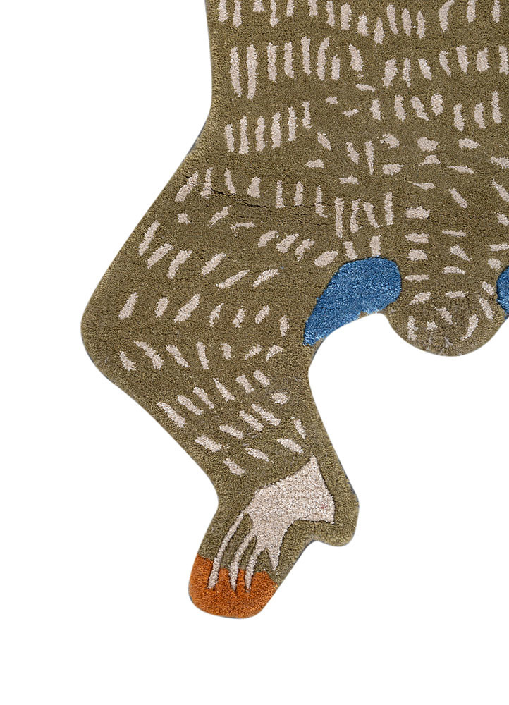 wild wanderlust green wool and viscose hand tufted Rug - Corner