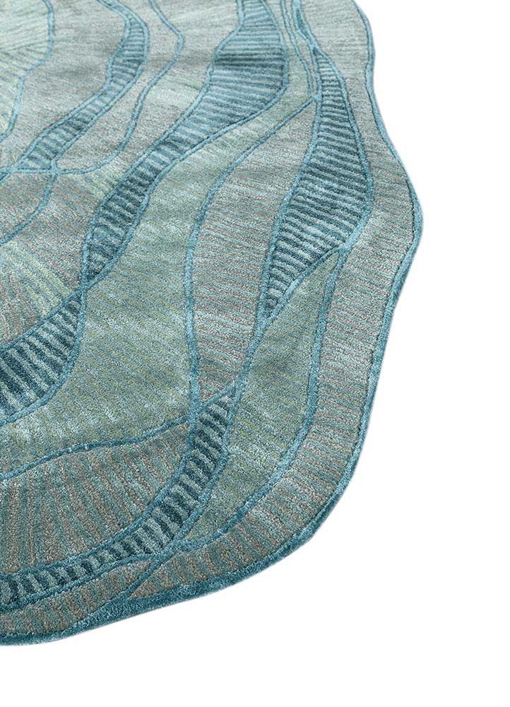 adrift blue wool and viscose hand tufted Rug - Corner