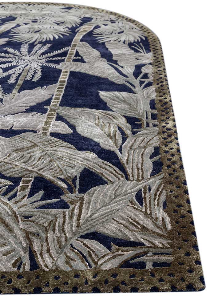 aurelia blue wool and viscose hand tufted Rug - Corner