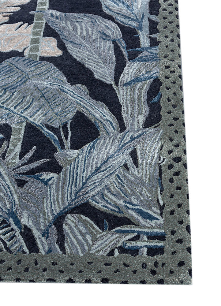 aurelia blue wool and viscose hand tufted Rug - Corner