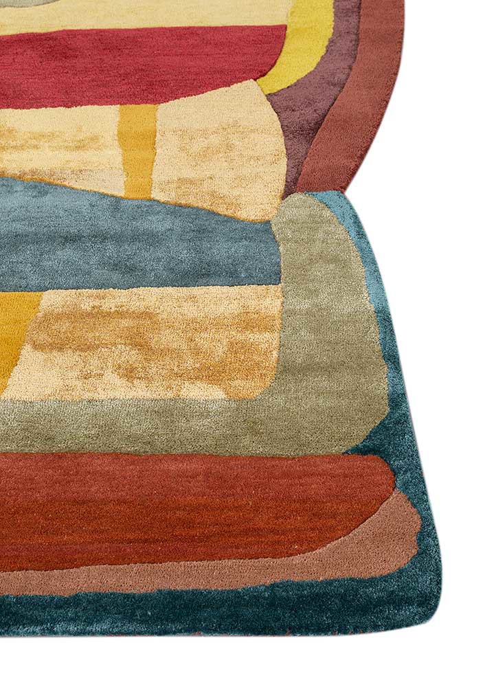 joy gold wool and viscose hand tufted Rug - Corner