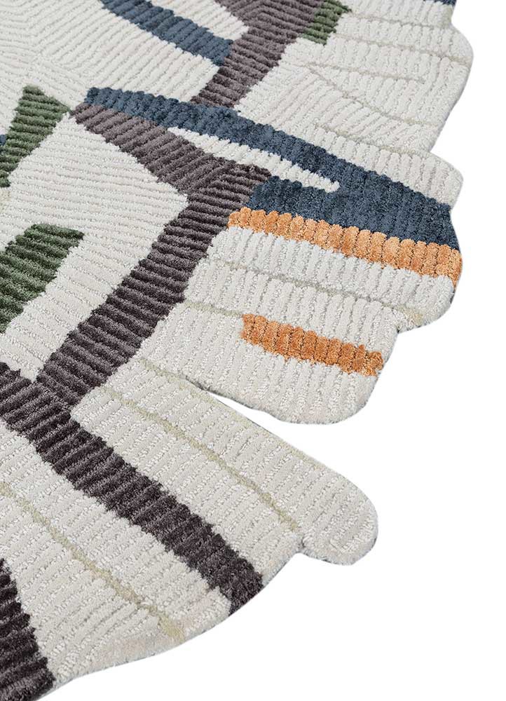 checkers ivory wool and viscose  Rug - Corner