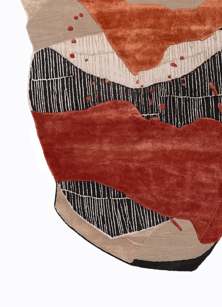 adrift red and orange wool and viscose hand tufted Rug - Corner adrift red and orange wool and viscose hand tufted Rug - Corner