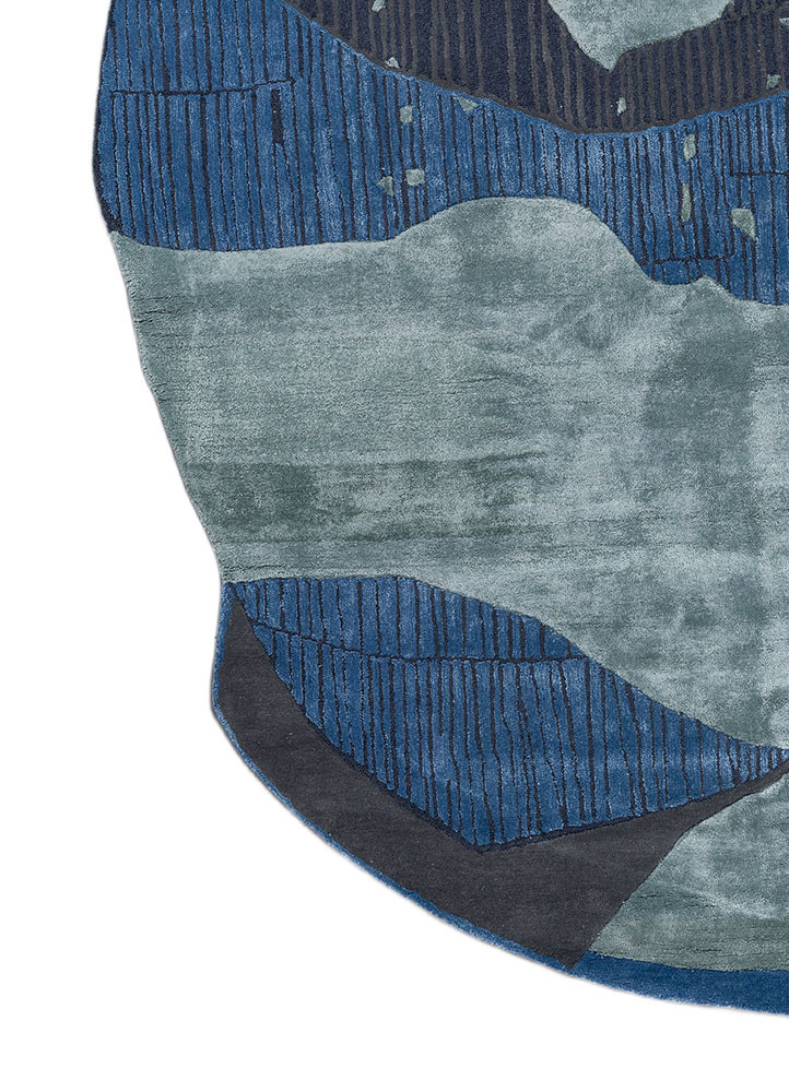 adrift blue wool and viscose hand tufted Rug - Corner adrift blue wool and viscose hand tufted Rug - Corner