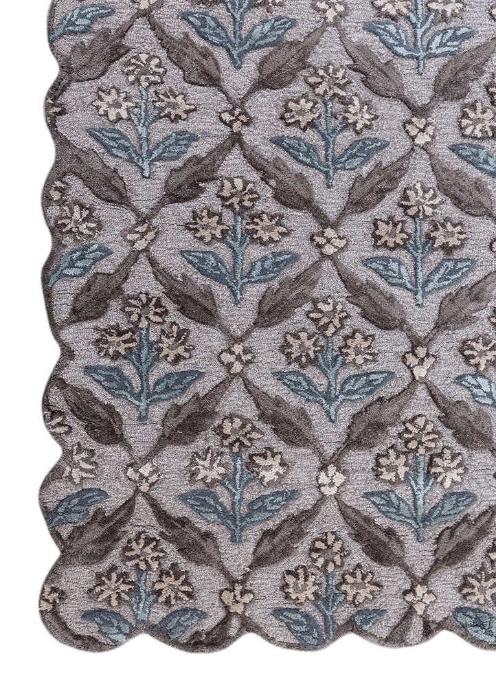 aurelia grey and black wool and viscose hand tufted Rug - Corner aurelia grey and black wool and viscose hand tufted Rug - Corner