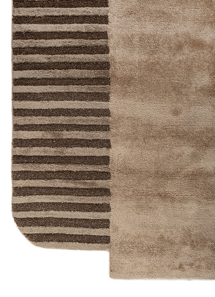 come around beige and brown wool and viscose hand tufted Rug - Corner come around beige and brown wool and viscose hand tufted Rug - Corner