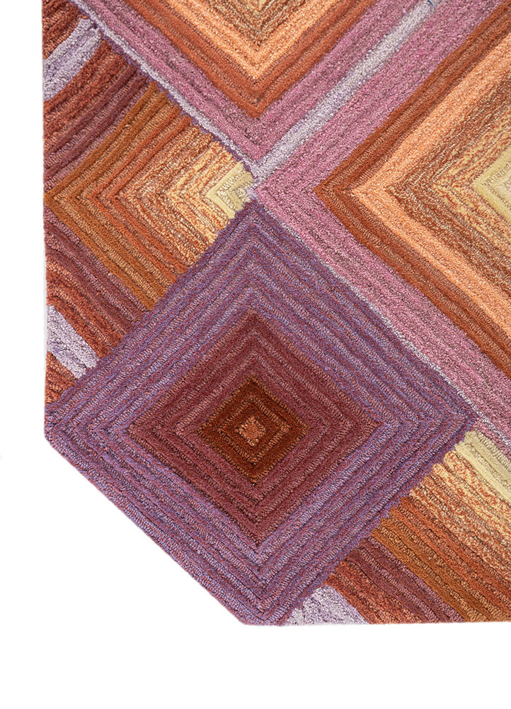 caliedo red and orange wool hand tufted Rug - Corner