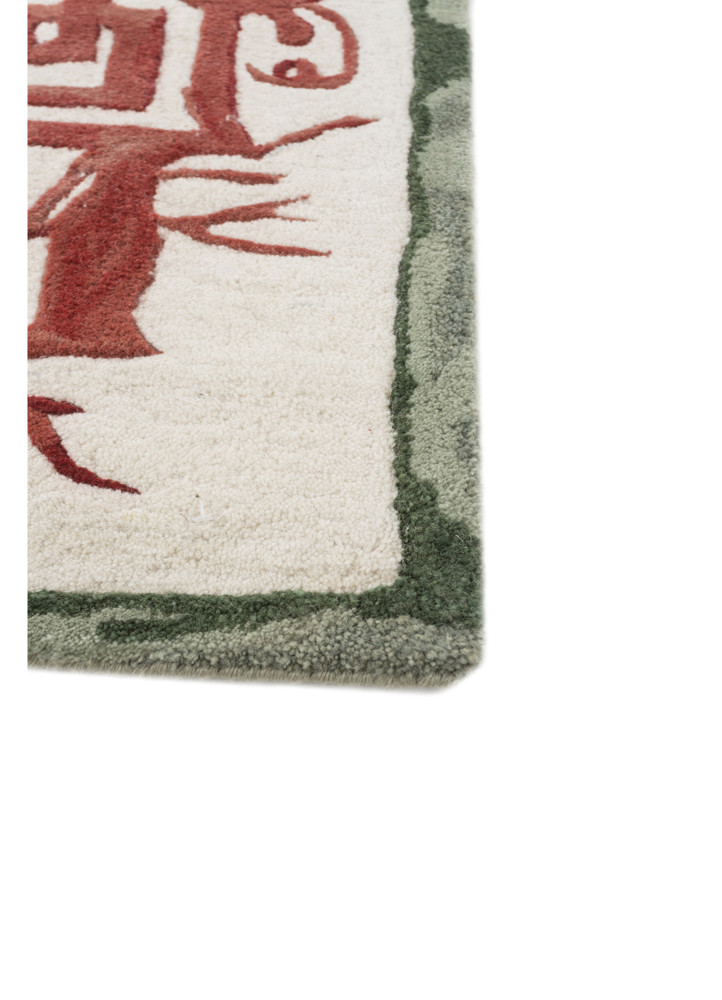 jardins du monde ivory wool hand tufted Rug - Corner