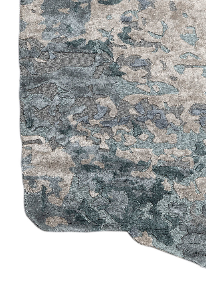 white noise blue wool and viscose hand tufted Rug - Corner white noise blue wool and viscose hand tufted Rug - Corner