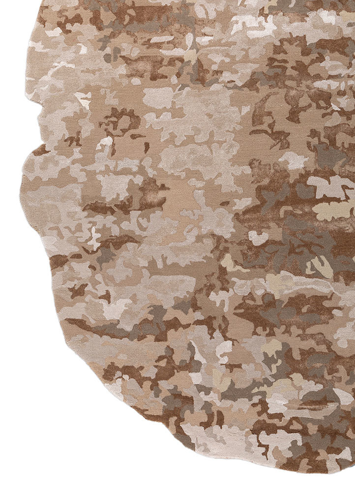 white noise beige and brown wool and viscose hand tufted Rug - Corner