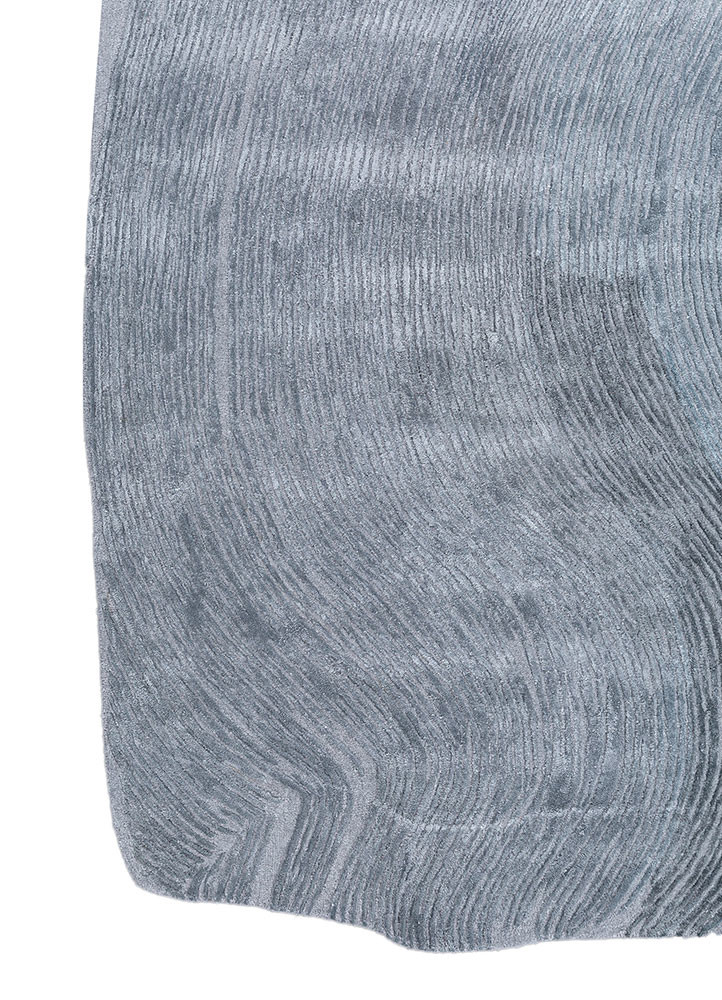 lucid blue wool and viscose hand tufted Rug - Corner