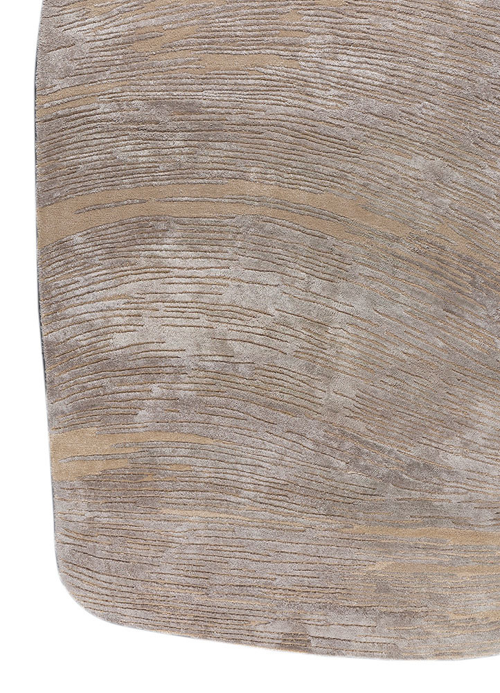 lucid beige and brown wool and viscose hand tufted Rug - Corner