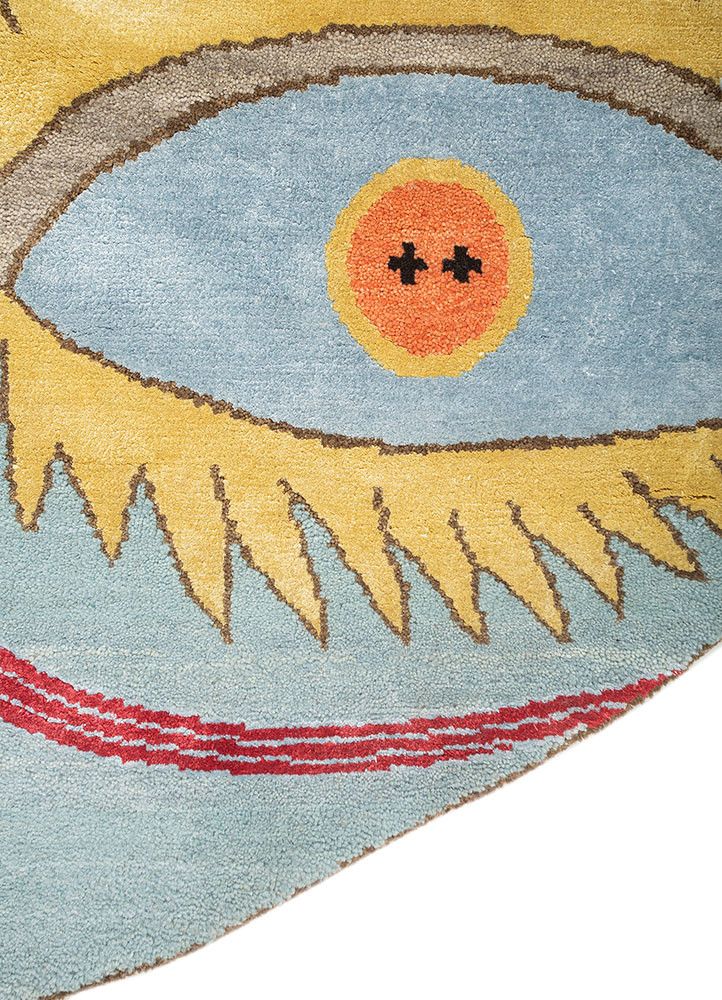 dreamers blue wool and bamboo silk hand knotted WALL ART & TAPESTRY - Corner