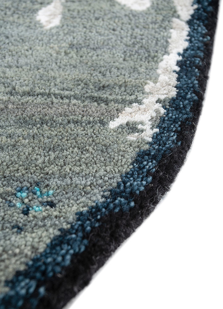 dreamers blue wool and bamboo silk hand knotted WALL ART & TAPESTRY - Corner