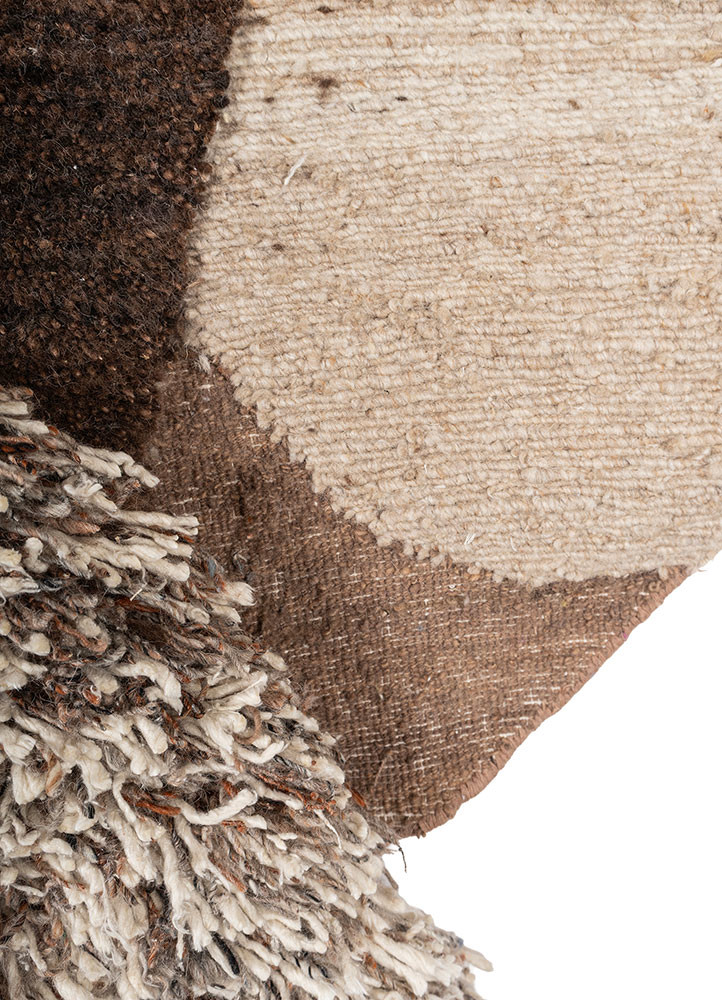 wall installation beige and brown wool hand knotted WALL ART & TAPESTRY - Corner