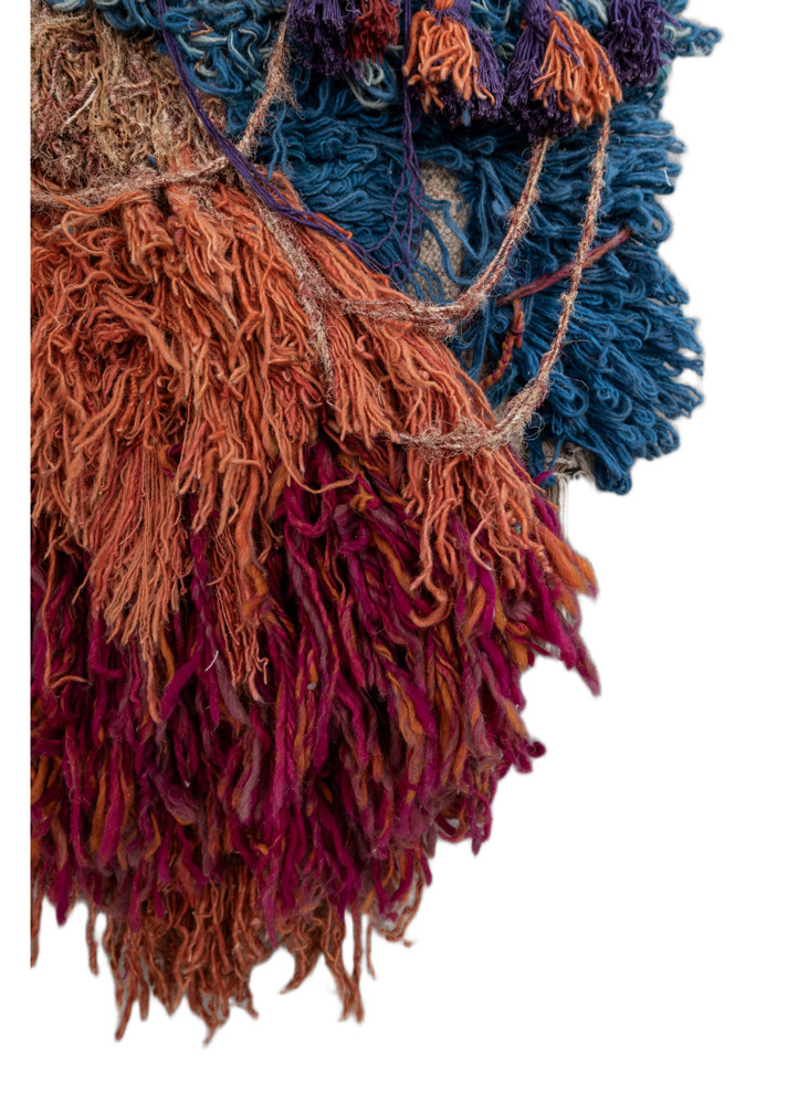 wall installation blue wool and bamboo silk hand knotted WALL ART & TAPESTRY - Corner wall installation blue wool and bamboo silk hand knotted WALL ART & TAPESTRY - Corner
