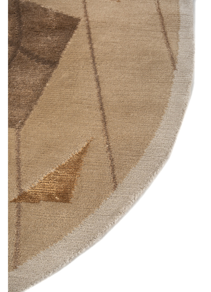 clan beige and brown wool and bamboo silk hand knotted Rug - Corner clan beige and brown wool and bamboo silk hand knotted Rug - Corner