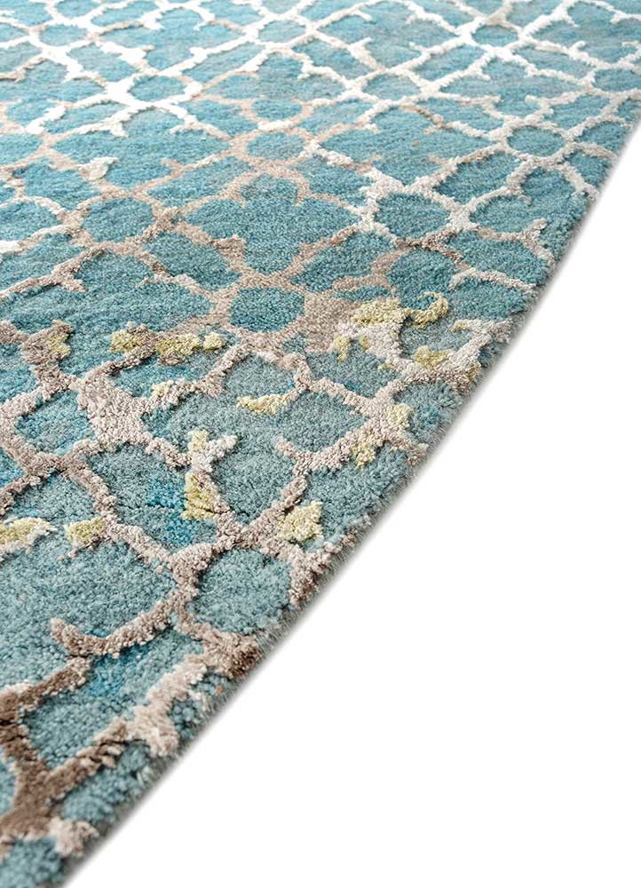 tattvam blue wool and bamboo silk hand knotted Rug - Corner