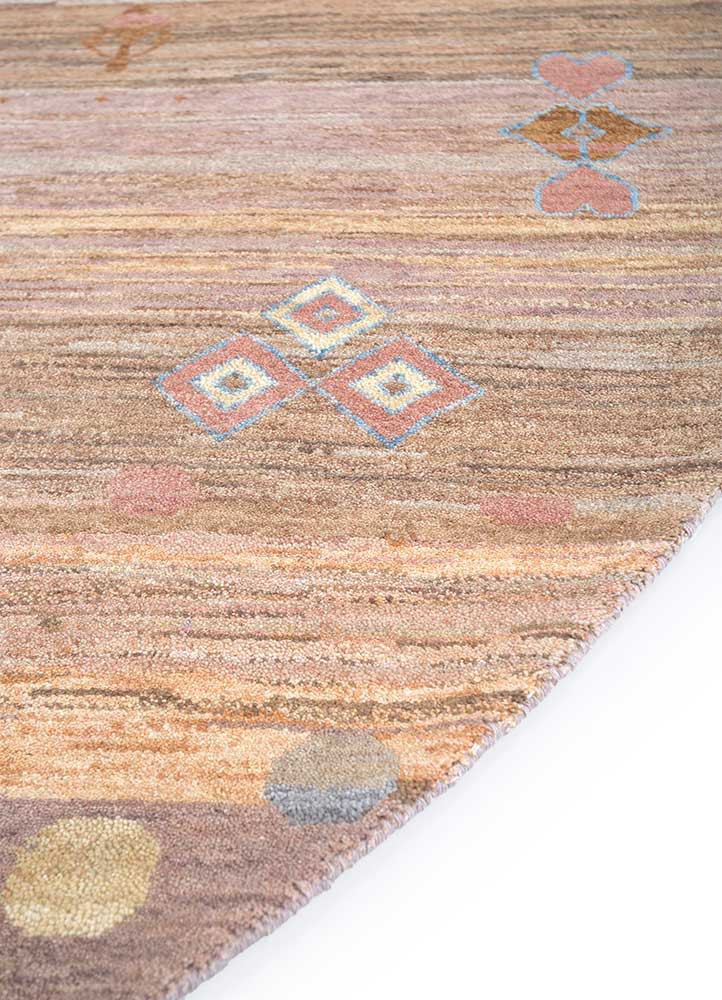 manchaha red and orange wool and silk hand knotted Rug - Corner