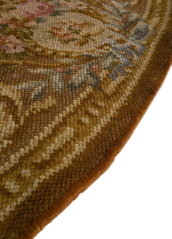 aalam beige and brown wool hand knotted Rug - Corner