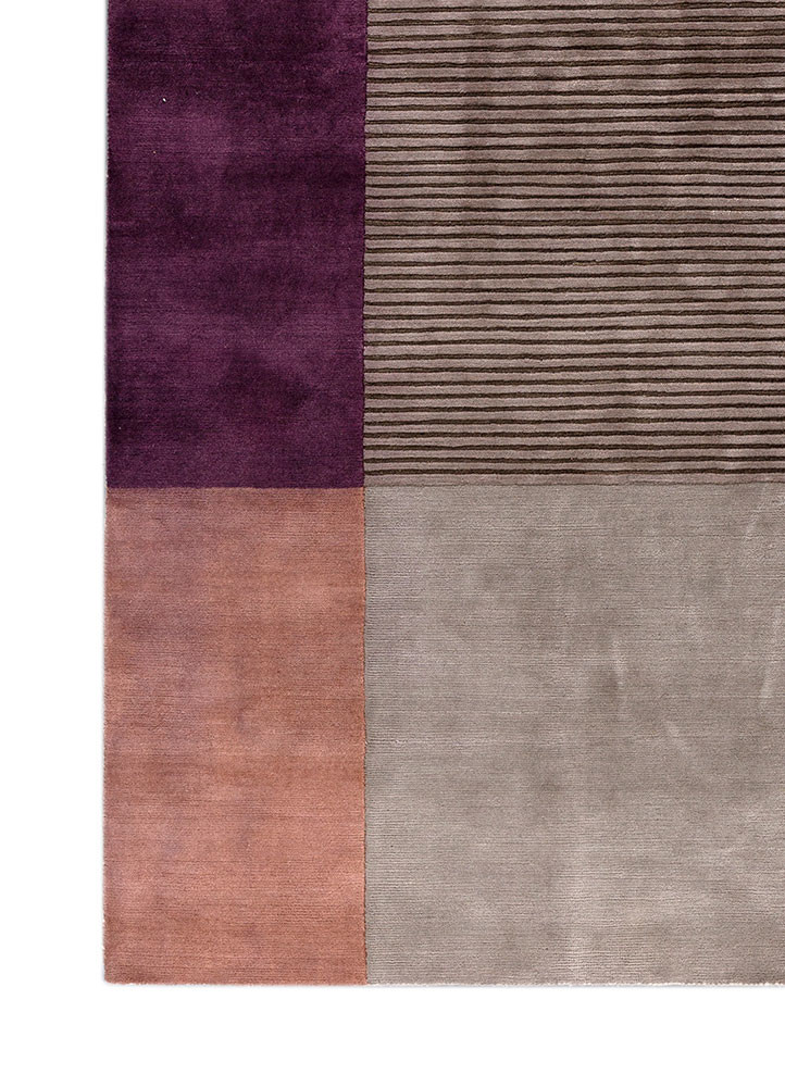 blythe grey and black wool hand knotted Rug - Corner