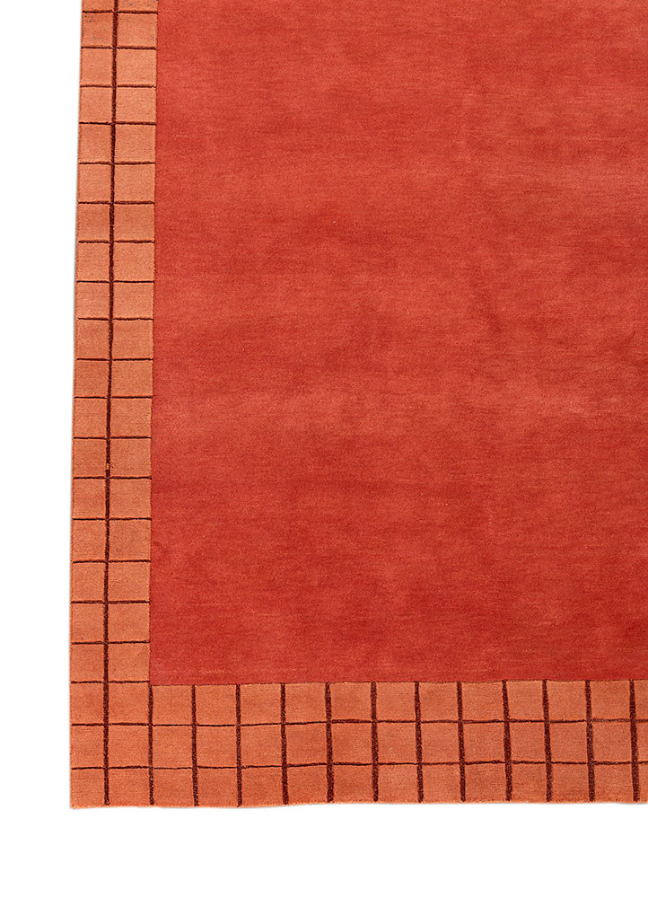 sthir red and orange wool hand knotted Rug - Corner sthir red and orange wool hand knotted Rug - Corner