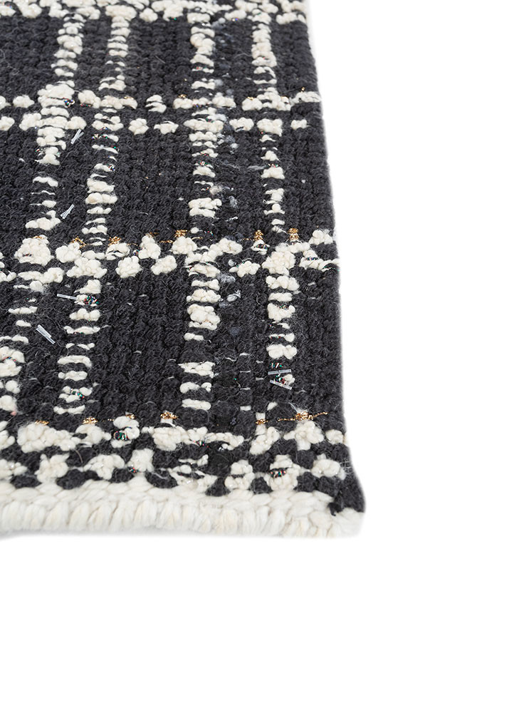 atelier grey and black wool and silk flat weaves Rug - Corner
