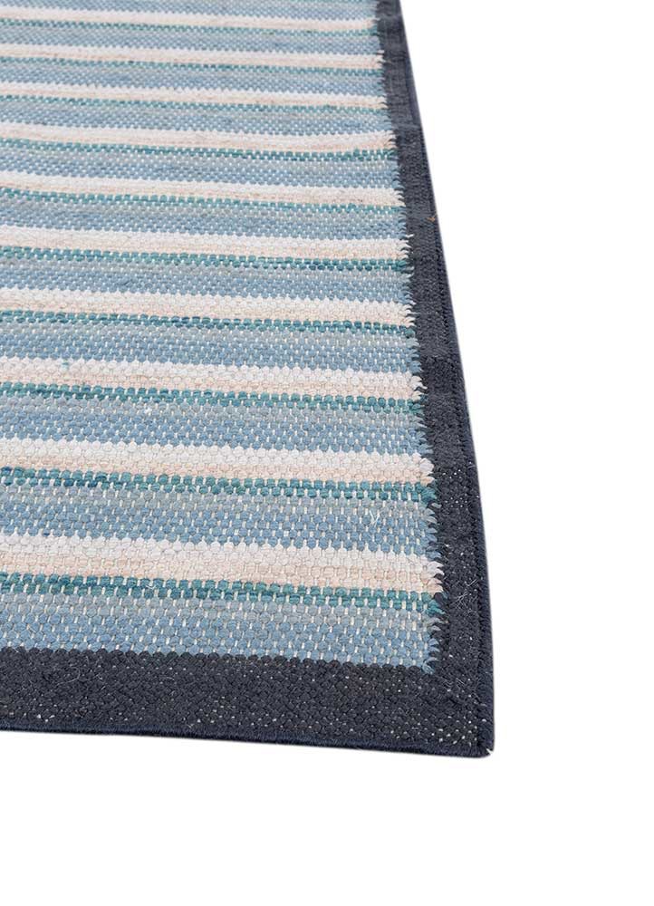 abrash blue polyester flat weaves Rug - Corner