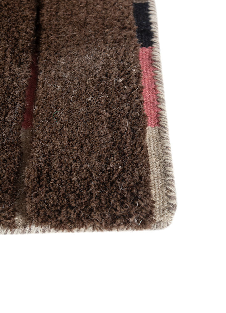 indusbar beige and brown wool flat weaves Rug - Corner indusbar beige and brown wool flat weaves Rug - Corner
