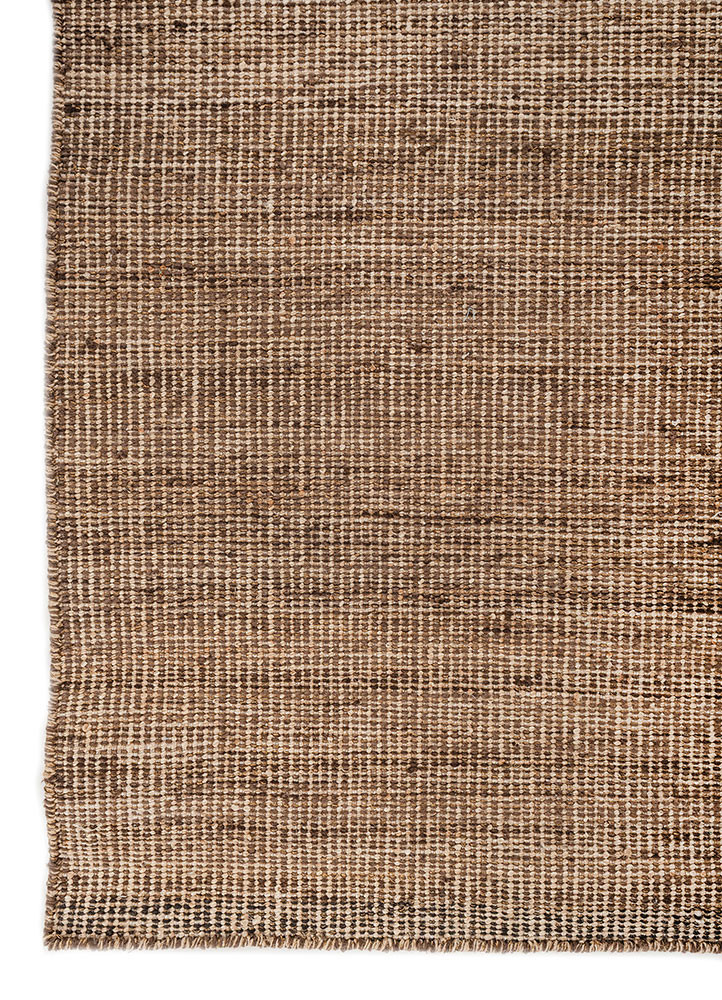 abrash beige and brown wool flat weaves Rug - Corner