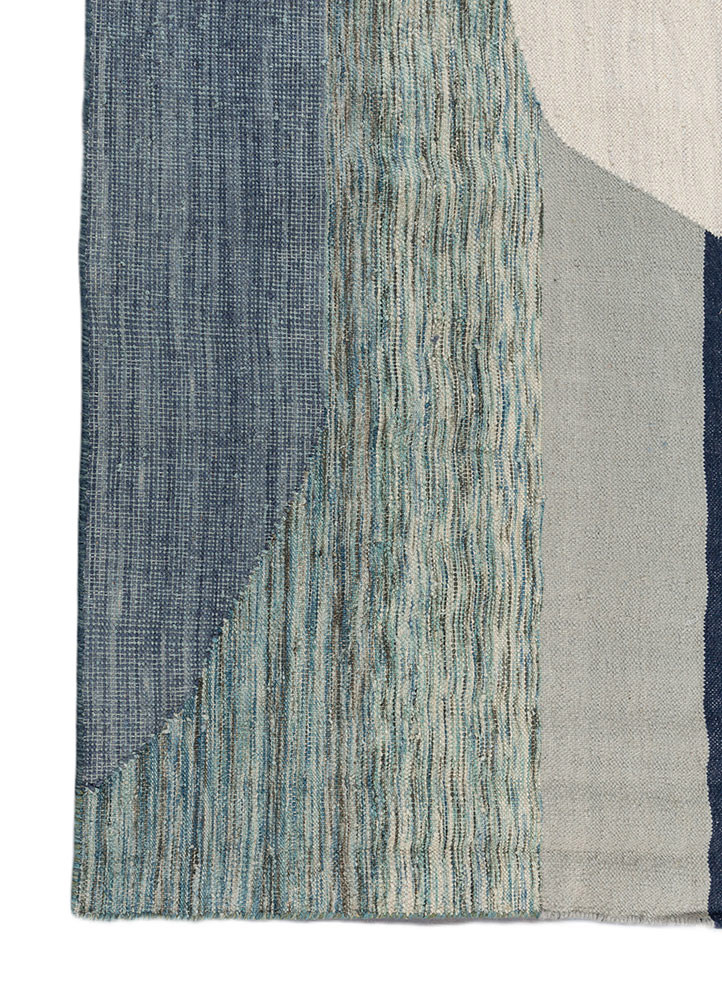 indusbar blue wool flat weaves Rug - Corner indusbar blue wool flat weaves Rug - Corner
