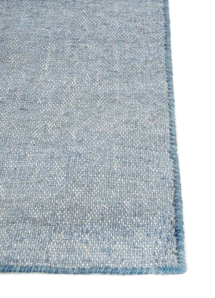 checkers blue wool flat weaves Rug - Corner